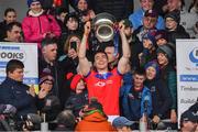 27 November 2022; Conor Cooney, captain of St. Thomas lifts the cup after winning the Galway County Senior Hurling Championship Final Replay match between St Thomas and Loughrea at Pearse Stadium in Galway. Photo by Ray Ryan/Sportsfile