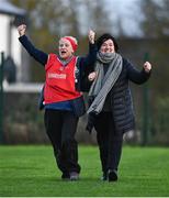 27 November 2022; Mullinahone manager Mary O'Shea, left, and Rebecca Brett celebrate after the CurrentAccount.ie LGFA All-Ireland Intermediate Club Championship Semi-Final match between Mullinahone, Tipperary, and Derrygonnelly, Fermanagh, at John Locke Park in Callan, Kilkenny. Photo by David Fitzgerald/Sportsfile