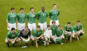 27 May 2004; The Republic of Ireland team who played Romania. Back row from left, Roy Keane, Liam Miller, Robbie Keane, Clinton Morrison and Andy O'Brien. Front, from left, Andy Reid, Shay Given, Matt Holland, Kenny Cunningham, Steve Finnan and Alan Maybury. International Friendly, Republic of Ireland v Romania, Lansdowne Road, Dublin. Picture credit; Brendan Moran / SPORTSFILE