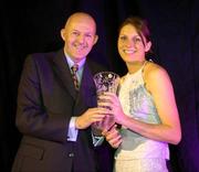 29 May 2004; Karen Griffin is presented with the Division One Female Player of the Year award by Tony Colgan, President of Basketball Ireland, at the Basketball Ireland annual awards at the Burlington Hotel, Dublin. Picture credit; Brendan Moran / SPORTSFILE