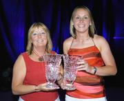 29 May 2004; Ardine O'Neill, left, and Michelle Aspell with their awards at the Basketball Ireland awards at the Burlington Hotel, Dublin. Picture credit; Brendan Moran / SPORTSFILE