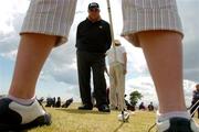 1 June 2004; World leading golf coach Butch Harmon watches over Niamh McMahon, Shannon golf club, Co. Clare, at the Red Bull masterclass. Portmarnock Golf Club, Portmarnock, Co. Dublin. Picture credit; David Maher / SPORTSFILE