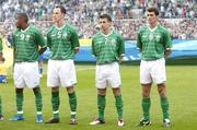 27 May 2004; Clinton Morrison (9),  Andy O'Brien (5), Liam Miller (7) and Roy Keane (6), Republic of Ireland. International Friendly, Republic of Ireland v Romania, Lansdowne Road, Dublin. Picture credit; David Maher / SPORTSFILE