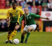 2 June 2004; Micah Hyde, Jamaica, in action against Graham Barrett, Ireland. Unity Cup, Republic of Ireland v Jamaica, The Valley, London, England. Picture credit; Pat Murphy / SPORTSFILE