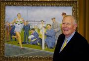 3 June 2004; Former Great Britain athlete Roger Bannister, who was the first athlete to break the four minute mile, with a painting of the famous moment, at the Westbury Hotel, Dublin. Picture credit; Brian Lawless / SPORTSFILE