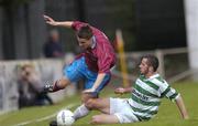 4 June 2004; David Sullivan, Drogheda United, in action against Paul Caffrey, Shamrock Rovers. eircom league, Premier Division, Shamrock Rovers v Drogheda United, Richmond Park, Dublin. Picture credit; Brian Lawless / SPORTSFILE