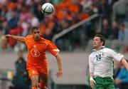 5 June 2004; Michael Reiziger, Holland, in action against Robbie Keane, Republic of Ireland. International Friendly, Holland v Republic of Ireland, Amsterdam Arena, Amsterdam, Holland. Picture credit; David Maher / SPORTSFILE