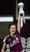 14 August 2013; Galway captain Megan Heneghan lifts the cup. All-Ireland Ladies Minor A Championship Final Replay, Dublin v Galway, Cusack Park, Mullingar, Co. Westmeath. Picture credit: Brian Lawless / SPORTSFILE