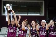 14 August 2013; Galway captain Megan Heneghan lifts the cup as her team-mates celebrate. All-Ireland Ladies Minor A Championship Final Replay, Dublin v Galway, Cusack Park, Mullingar, Co. Westmeath. Picture credit: Brian Lawless / SPORTSFILE