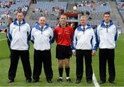 11 August 2013; Referee Shane Hourigan, with his umpires from left, Barry O'Donoghue, Derek Byrne, Padraic Jones and Vincent Kiely. Electric Ireland GAA Hurling All-Ireland Minor Championship, Semi-Final, Kilkenny v Waterford, Croke Park, Dublin. Picture credit: Oliver McVeigh / SPORTSFILE