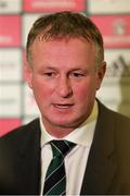 14 August 2013; Northern Ireland manager Michael O'Neill during a post match press conference. 2014 FIFA World Cup Qualifier, Group F, Refixture, Northern Ireland v Russia, Windsor Park, Belfast, Co. Antrim. Picture credit: Liam McBurney / SPORTSFILE