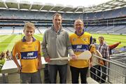 17 August 2013; Micheal McCarthy, left, and Micheal Nugent, from Kilmurray Ibrickane, with Clare legend Sean McMahon. Seán McMahon was the latest to feature on the Bord Gáis Energy Legends Tour Series 2013 when he gave a unique tour of the Croke Park stadium and facilities this week. Other greats of the game still to feature this summer on the Bord Gáis Energy Legends Tour Series include Steven McDonnell and Pat Gilroy. Full details and dates for the Bord Gáis Energy Legends Tour Series 2013 are available on www.crokepark.ie/events. Croke Park, Dublin. Picture credit: Pat Murphy / SPORTSFILE