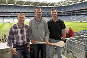 17 August 2013; Ollie Perrill, left, and Tony Perrill, right, from Bearefield, Co. Clare, with Clare hurling legend Sean McMahon. Seán McMahon was the latest to feature on the Bord Gáis Energy Legends Tour Series 2013 when he gave a unique tour of the Croke Park stadium and facilities this week. Other greats of the game still to feature this summer on the Bord Gáis Energy Legends Tour Series include Steven McDonnell and Pat Gilroy. Full details and dates for the Bord Gáis Energy Legends Tour Series 2013 are available on www.crokepark.ie/events. Croke Park, Dublin. Picture credit: Pat Murphy / SPORTSFILE