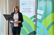 30 November 2022; Sport Ireland chief executive officer Dr Una May speaking during ASAS Awards at the Sport Ireland Institute at the Sport Ireland Campus in Dublin. Photo by Piaras Ó Mídheach/Sportsfile