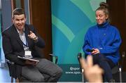 30 November 2022; Olympian Eoin Rheinisch and paralympian Greta Streimikyte during the Dual Career Forum at the Sport Ireland Campus in Dublin. Photo by Piaras Ó Mídheach/Sportsfile