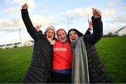 27 November 2022; Mullinahone manager Mary O'Shea, centre, Rebecca Brett, right, and Collette O'Dwyer celebrate after the CurrentAccount.ie LGFA All-Ireland Intermediate Club Championship Semi-Final match between Mullinahone, Tipperary, and Derrygonnelly, Fermanagh, at John Locke Park in Callan, Kilkenny. Photo by David Fitzgerald/Sportsfile