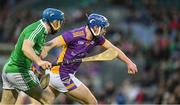 27 November 2022; Michael Roche of Kilmacud Crokes is tackled by Paudie Kehoe of St Mullin’s during the AIB Leinster GAA Hurling Senior Club Championship Semi-Final match between Naomh Moling and Kilmacud Crokes at Croke Park in Dublin. Photo by Daire Brennan/Sportsfile