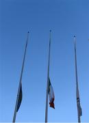 27 November 2022; Flags fly at half mast to honour Iar-Uachtarán Chumann Lúthchleas Gael Sean McCague who passed away during the week at the AIB Leinster GAA Hurling Senior Club Championship Semi-Final match between Naomh Moling and Kilmacud Crokes at Croke Park in Dublin. Photo by Daire Brennan/Sportsfile