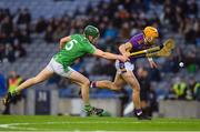 27 November 2022; Ronan Hayes of Kilmacud Crokes is tackled by Paidi O’Shea of St Mullin’s during the AIB Leinster GAA Hurling Senior Club Championship Semi-Final match between Naomh Moling and Kilmacud Crokes at Croke Park in Dublin. Photo by Daire Brennan/Sportsfile