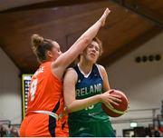 27 November 2022; Claire Melia of Ireland in action against Ester Fokke of Netherlands during the FIBA Women's EuroBasket 2023 Qualifier match between Ireland and Netherlands at National Basketball Arena in Dublin. Photo by Harry Murphy/Sportsfile
