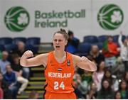 27 November 2022; Laura Westerik of Netherlands celebrates a basket during the FIBA Women's EuroBasket 2023 Qualifier match between Ireland and Netherlands at National Basketball Arena in Dublin. Photo by Harry Murphy/Sportsfile