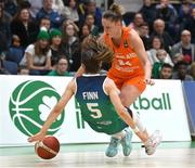 27 November 2022; Laura Westerik of Netherlands in action against Dayna Finn of Ireland during the FIBA Women's EuroBasket 2023 Qualifier match between Ireland and Netherlands at National Basketball Arena in Dublin. Photo by Harry Murphy/Sportsfile