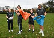 5 December 2022; Leinster Rugby, together with the Official Leinster Supporters Club, announced the young people’s health charity, Jigsaw, as its latest charity partner as part of the charity affiliate programme. Jigsaw, will partner with the club for the month of December to raise awareness and funds for the work they do with young people around the 12 counties of Leinster, and indeed beyond that, and the OLSC will continue that support for the rest of the season with a number of fundraising initiatives planned. Pictured are Leinster Rugby players, from left, Ali Coleman, Ross Molony, Molly Boyne and Alex Soroka during the Leinster Rugby, OLSC & JigSaw Charity announcement at Old Belvedere RFC in Dublin. For further information please visit www.jigsaw.ie. Photo by Harry Murphy/Sportsfile