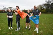 5 December 2022; Leinster Rugby, together with the Official Leinster Supporters Club, announced the young people’s health charity, Jigsaw, as its latest charity partner as part of the charity affiliate programme. Jigsaw, will partner with the club for the month of December to raise awareness and funds for the work they do with young people around the 12 counties of Leinster, and indeed beyond that, and the OLSC will continue that support for the rest of the season with a number of fundraising initiatives planned. Pictured are, Leinster Rugby players, from left, Ali Coleman, Ross Molony, Molly Boyne and Alex Soroka during the Leinster Rugby, OLSC & JigSaw Charity announcement at Old Belvedere RFC in Dublin. For further information please visit www.jigsaw.ie. Photo by Harry Murphy/Sportsfile
