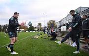 28 November 2022; Cian Healy, left, and Ross Byrne during a Leinster Rugby squad training session at Old Belvedere RFC in Dublin. Photo by Harry Murphy/Sportsfile