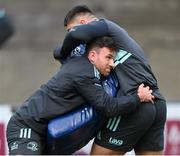 28 November 2022; Hugo Keenan tackled Vakhtang Abdaladze during a Leinster Rugby squad training session at Old Belvedere RFC in Dublin. Photo by Harry Murphy/Sportsfile