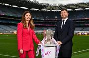 30 November 2022; In attendance at the unveiling of eir as a new official sponsor of the GAA Hurling All-Ireland Senior Championship are Managing Director Consumer and Small Business at eir, Susan Brady and Chief Executive Officer at eir Oliver Loomes. The five-year deal, which begins with the 2023 Championship season, will see eir’s partnership with the GAA evolve to support the Senior Hurling Championship, and will highlight the synergies that exist between hurling, the world's fastest field sport, and eir, which is committed to providing full fibre superfast broadband to over 1.9 million homes and businesses across Ireland. Photo by Sam Barnes/Sportsfile