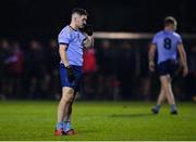 30 November 2022; Davy Garland of UCD reacts during the Electric Ireland Higher Education Senior Football Division 1 League Final match between UCD and Maynooth University at the Dublin City University Sports Campus in Dublin. Photo by Seb Daly/Sportsfile