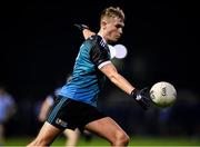 30 November 2022; Ruairi Kinsella of Maynooth University takes a shot on goal during the Electric Ireland Higher Education Senior Football Division 1 League Final match between UCD and Maynooth University at the Dublin City University Sports Campus in Dublin. Photo by Tyler Miller/Sportsfile