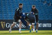 2 December 2022; Joe McCarthy, left, and Contact skills coach Sean O'Brien during a Leinster Rugby captain's run at the RDS Arena in Dublin. Photo by Harry Murphy/Sportsfile