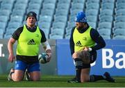 2 December 2022; Tadhg Furlong, left, and Andrew Porter during a Leinster Rugby captain's run at the RDS Arena in Dublin. Photo by Harry Murphy/Sportsfile