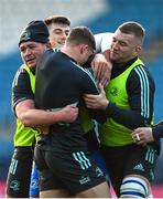 2 December 2022; Leinster players, from left, Tadhg Furlong, Dan Sheehan, Garry Ringrose and Ross Molony during a Leinster Rugby captain's run at the RDS Arena in Dublin. Photo by Harry Murphy/Sportsfile