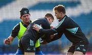2 December 2022; Garry Ringrose, centre, with Tadhg Furlong and Josh van der Flier during a Leinster Rugby captain's run at the RDS Arena in Dublin. Photo by Harry Murphy/Sportsfile