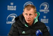 2 December 2022; Head coach Leo Cullen during a Leinster Rugby media conference at the RDS Arena in Dublin. Photo by Harry Murphy/Sportsfile