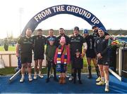 2 December 2022; Leinster Rugby supporter Jack Skelly and his family were guests of Leinster at their captain's run today, pictured is Jack, Finn and Holly Skelly with Leinster players, from left, Ed Byrne, Jimmy O'Brien, Scott Penny, Rónan Kelleher, Tadhg Furlong, Andrew Porter, Jack Conan and Luke McGrath during a Leinster Rugby captain's run at the RDS Arena in Dublin. Photo by Harry Murphy/Sportsfile