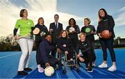 5 December 2022; In attendance at the launch of Sport Ireland’s new “It’s My Time” campaign, are, from left, Fiona Mansergh, Healthy Ireland, Una May, Sport Ireland Chief Executive, Sis Edith, Minister of State for Sport and the Gaeltacht, Jack Chambers TD, Patrice Dockery, Anne Adedoyin, Republic of Ireland Manager, Vera Pauw, Mary McCarthy, Women’s Health Taskforce and Nora Stapleton, Women in Sport Lead, Sport Ireland. The new initiative from Sport Ireland and Healthy Ireland looks to encourage women who are over 40 to make time for themselves and increase their activity levels through sport and exercise. For more information on It’s My Time, visit www.sportireland.ie/itsmytime. Photo by Ramsey Cardy/Sportsfile