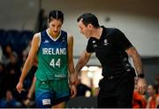 27 November 2022; Orla O'Reilly of Ireland and Ireland head coach James Weldon during the FIBA Women's EuroBasket 2023 Qualifier match between Ireland and Netherlands at National Basketball Arena in Dublin. Photo by Harry Murphy/Sportsfile