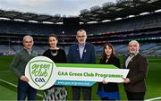 3 December 2022; In attendance during the GAA Green Club Toolkit Launch are, from left, Chair of the GAA Green Club Steering Committee Padraig Fallon, GAA Green Club Sustainability Advisor Dr Míde Ní Shúilleabháin, Uachtarán Chumann Lúthchleas Gael Larry McCarthy, Communities and Engagement Pollinator Officer with the National Biodiversity Data Centre Kate Chandler and GAA Youth Leadership & Sustainability Manager Jimmy D’Arcy, at Croke Park in Dublin. Photo by Sam Barnes/Sportsfile