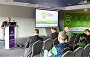 3 December 2022; GAA Youth Leadership & Sustainability Manager Jimmy D’Arcy speaking during the GAA Green Club Toolkit Launch at Croke Park in Dublin. Photo by Sam Barnes/Sportsfile