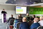 3 December 2022; GAA Green Club Sustainability Advisor Dr Míde Ní Shúilleabháin speaking during the GAA Green Club Toolkit Launch at Croke Park in Dublin. Photo by Sam Barnes/Sportsfile