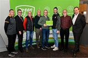 3 December 2022; Representatives from St Joseph's Craigbane, Derry, are presented with a phase one club recognition plaque by, Ulster GAA Head of Club and Community Development Diarmaid Marsden, far left, Department of the Environment, Climate and Communications Executive Officer Robert Mooney, second from left, Chair of the GAA Green Club Steering Committee Padraig Fallon, centre, and Dublin City Council Executive Manager Liam Bergin, far right, during the GAA Green Club Toolkit Launch at Croke Park in Dublin. Photo by Sam Barnes/Sportsfile