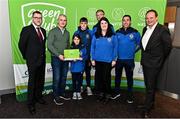 3 December 2022; Representatives from Tralee Parnells are presented with a phase one club recognition plaque by, from Department of the Environment, Climate and Communications Executive Officer Robert Mooney, far left, Chair of the GAA Green Club Steering Committee Padraig Fallon, second from left, and Dublin City Council Executive Manager Liam Bergin, far right, during the GAA Green Club Toolkit Launch at Croke Park in Dublin. Photo by Sam Barnes/Sportsfile