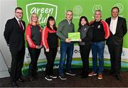 3 December 2022; Representatives from Cappagh GAA, Kildare, are presented with a phase one club recognition plaque by, Department of the Environment, Climate and Communications Executive Officer Robert Mooney, left, Chair of the GAA Green Club Steering Committee Padraig Fallon, centre, and Dublin City Council Executive Manager Liam Bergin, far right, during the GAA Green Club Toolkit Launch at Croke Park in Dublin. Photo by Sam Barnes/Sportsfile