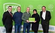 3 December 2022; Peter Boland and Una Fallon from Clarinbridge GAA, Galway, are presented with a phase one club recognition plaque by, Department of the Environment, Climate and Communications Executive Officer Robert Mooney, far left, Chair of the GAA Green Club Steering Committee Padraig Fallon, centre, and Dublin City Council Executive Manager Liam Bergin, far right, during the GAA Green Club Toolkit Launch at Croke Park in Dublin. Photo by Sam Barnes/Sportsfile