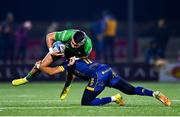 3 December 2022; Tiernan O'Halloran of Connacht is tackled by Edoardo Padovani of Benetton during the United Rugby Championship match between Connacht and Benetton at The Sportsground in Galway. Photo by Ben McShane/Sportsfile