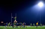 3 December 2022; Cian Prendergast of Connacht wins possession in the lineout during the United Rugby Championship match between Connacht and Benetton at The Sportsground in Galway. Photo by Ben McShane/Sportsfile